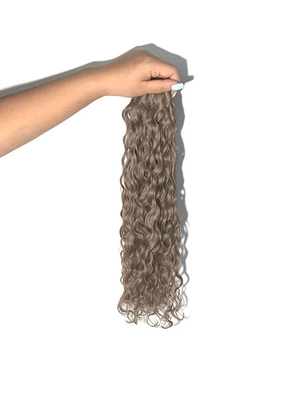 Ashy Brown Wavy/Curly Keratin Flat Tip Hair Extensions — Stina Hair Co.