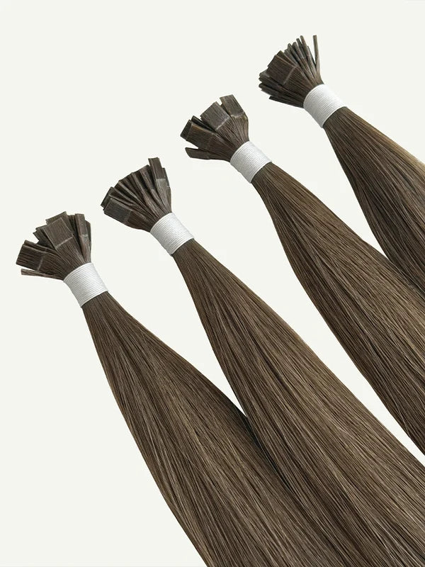 Ashy Brown Keratin Flat Tip Hair Extensions — Stina Hair Co.