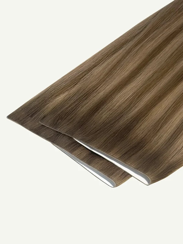 Caramel Latte #6N/9C Invisible Tape-In Weft Hair Extensions — Stina Hair Co.