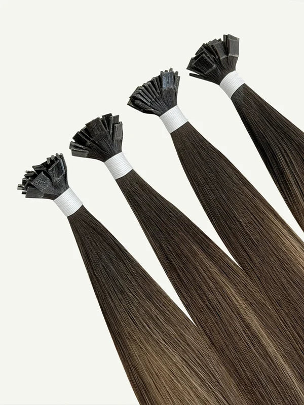 Chocolate Almond #B25 Keratin Flat Tip Hair Extensions — Stina Hair Co.