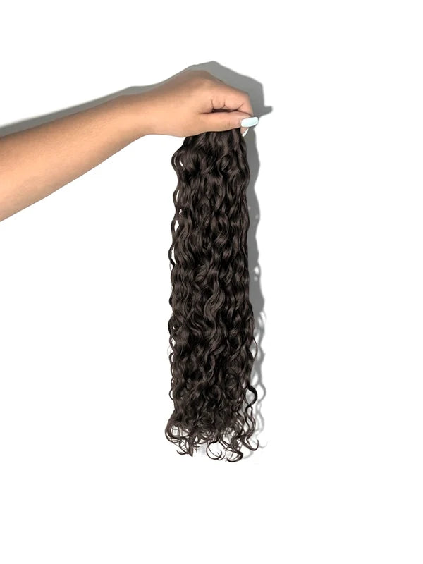 Dark Brown #2 Wavy/Curly Keratin Flat Tip Hair Extensions — Stina Hair Co.