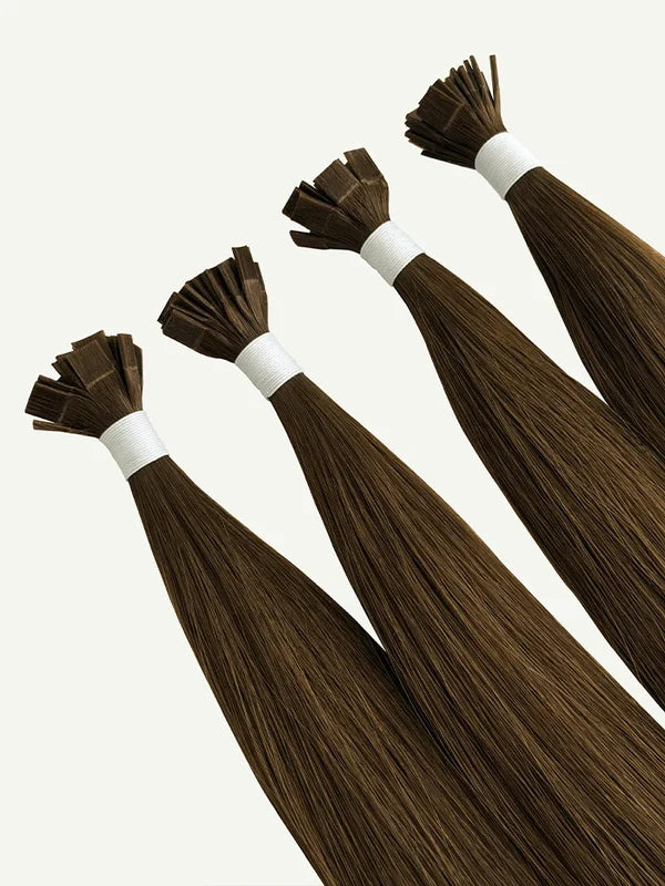 Hazelnut Brown #4 Keratin Flat Tip Hair Extensions — Stina Hair Co.