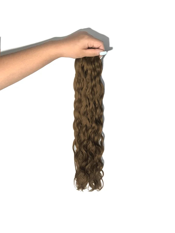 Hazelnut Brown #4 Wavy/Curly Keratin Flat Tip Hair Extensions — Stina Hair Co.