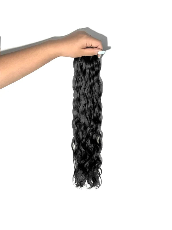 Jet Black #1 Wavy/Curly Keratin Flat Tip Hair Extensions — Stina Hair Co.