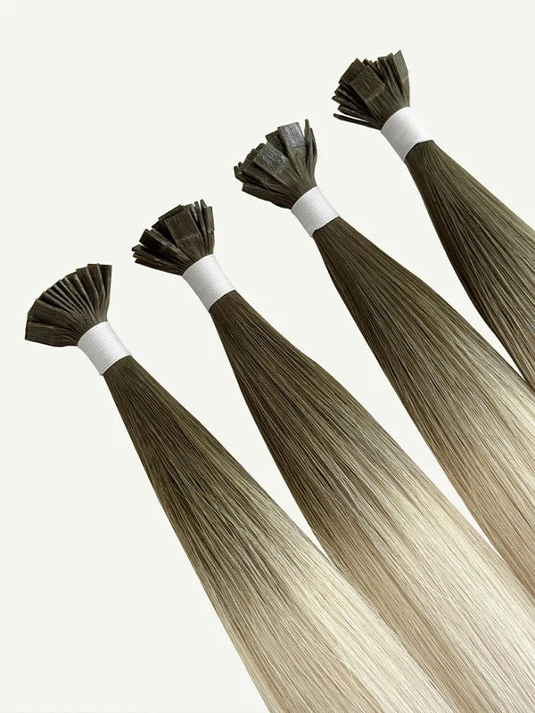 Rooted Blonde Zero #R-Ice Keratin Flat Tip Hair Extensions — Stina Hair Co.