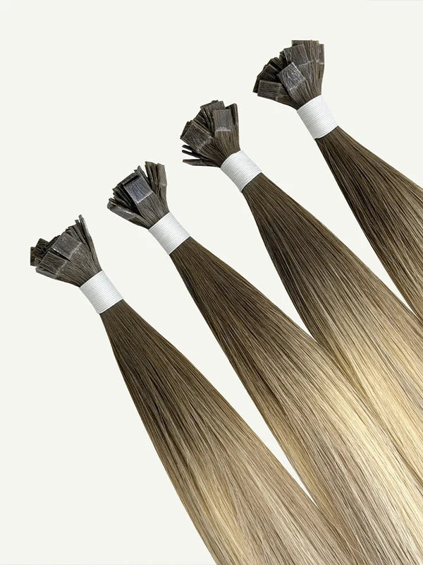 Rooted Champagne Kiss #9/80 Keratin Flat Tip Hair Extensions — Stina Hair Co.