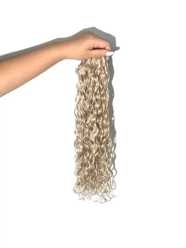 Beige Blonde #9D Wavy/Curly Keratin Flat Tip Hair Extensions — Stina Hair Co.