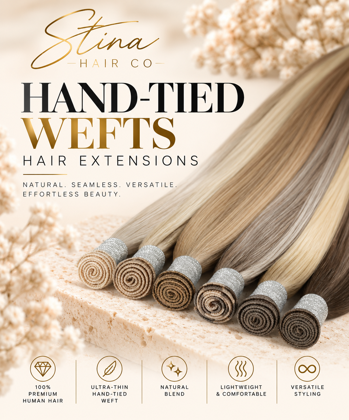 Hand-Tied Weft Hair Extensions — Stina Hair Co. product cover