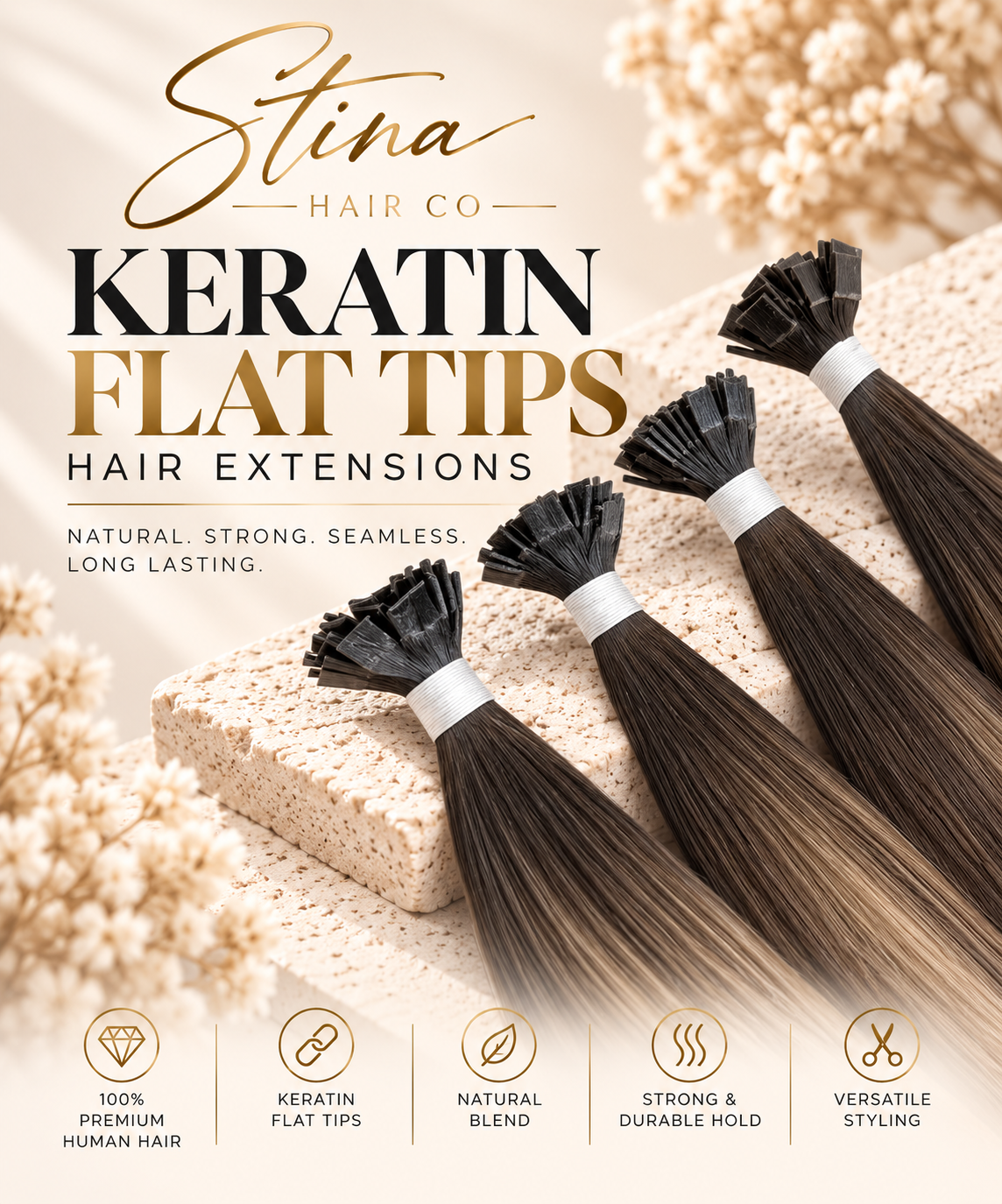 Keratin Flat Tip Hair Extensions — Stina Hair Co. product cover